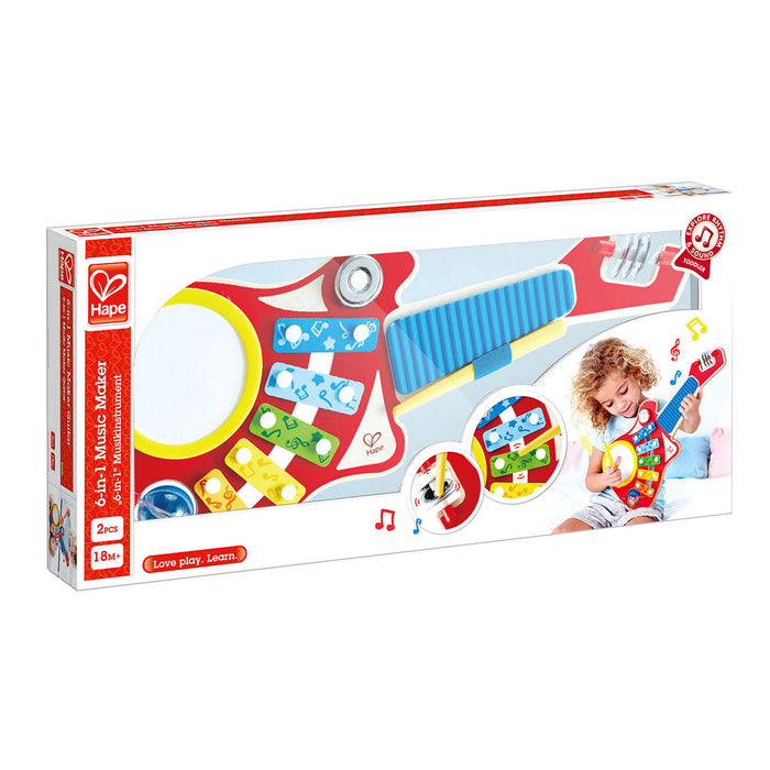 Guitarra 6 en 1 Hape Instrumento Musical de Juguete